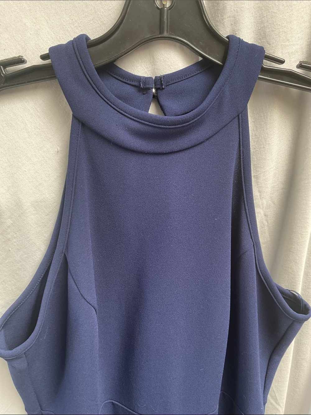 Woosea Elegant Navy Sleeveless Ruffle-Front Maxi Dress